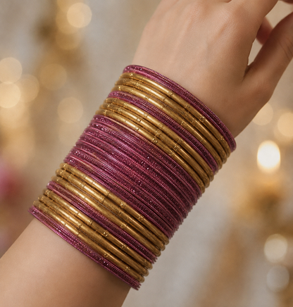Size: 2.6 Rose Pink & Gold Bangles