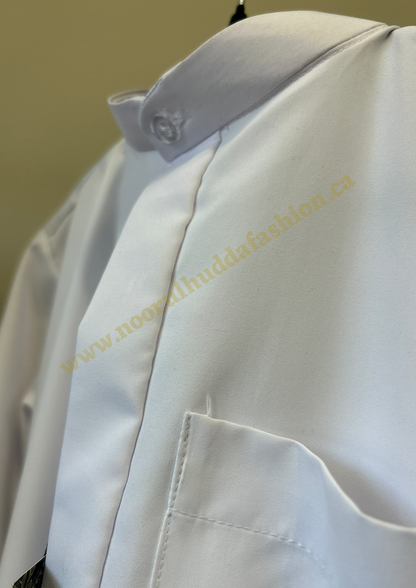 White Thobe w/Band Collar-Noor’s-Kids Thobes-