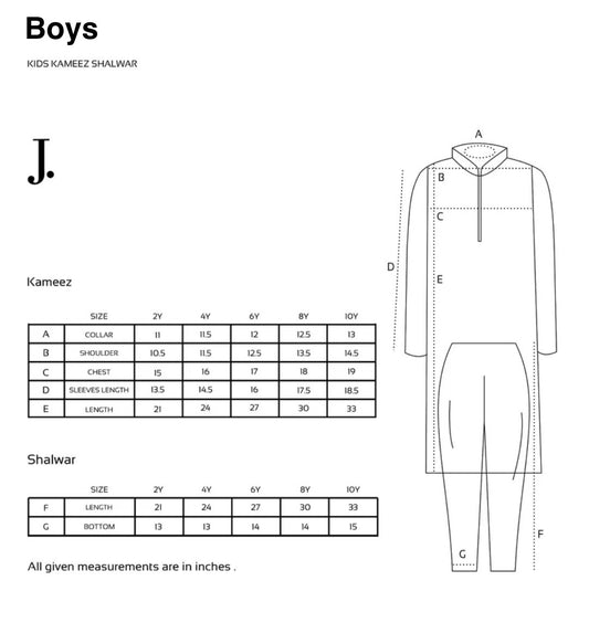 Dark Brown-Kameez Shalwar-Kids Boys- J.