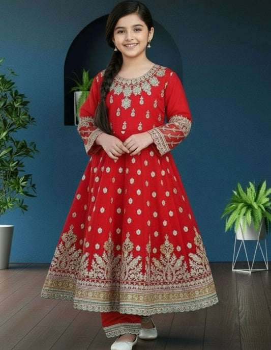 Noor’s-Red Fancy Frock-3pc