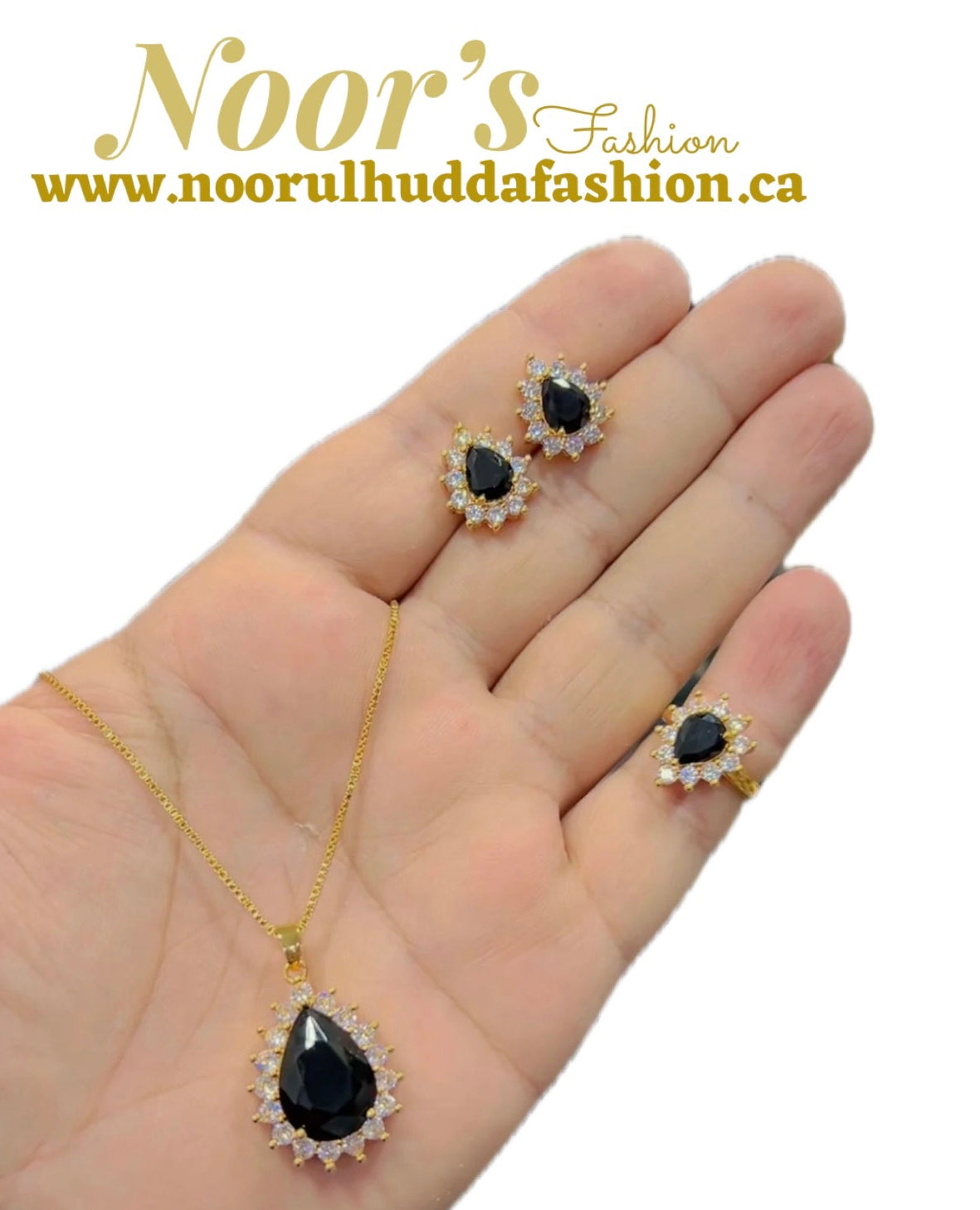 Black-3D Zircon Locket Set