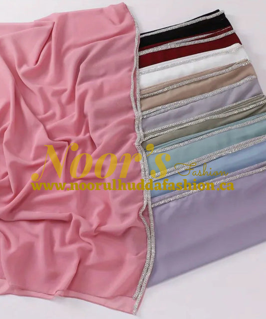 Chiffon Fancy Hijab with Crystal Beads