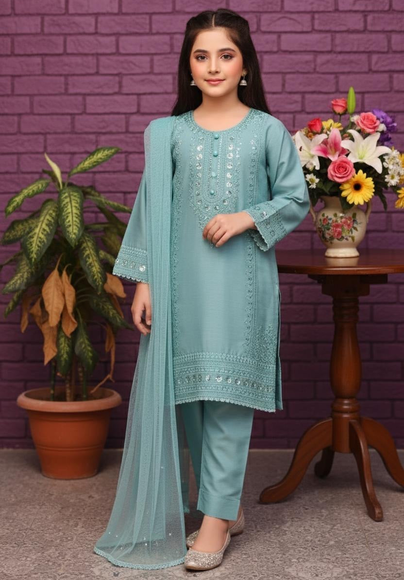Noor’s-Aqua Dhanak Kameez Shalwar-3Pc