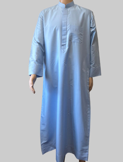 Sky Blue-Noor’s-Thobe/Jubba-Plain Band Collar