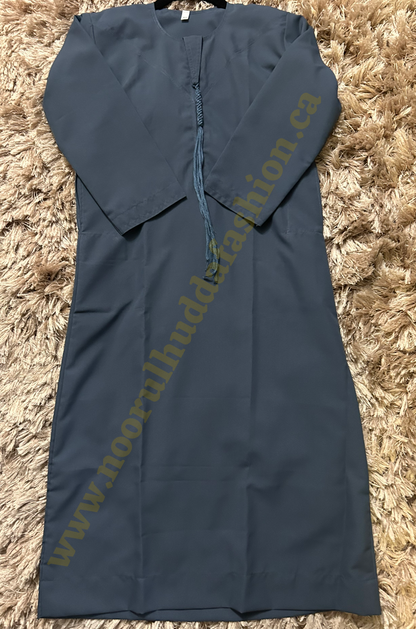 Dark Grey Blue-Noor’s-Kids Thobes-Emirati Style