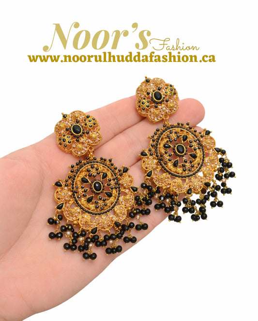 Black-3D Zircon Stone Dangle Earrings