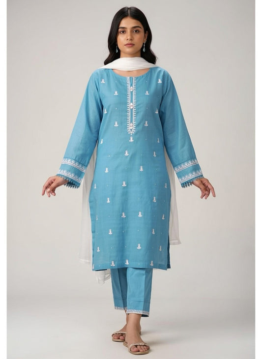 Brand:M.T.J-Blue Cotton-3pc