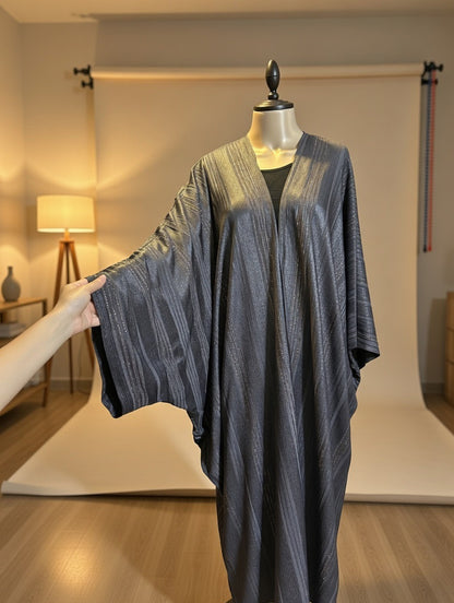 Noor’s-Grey Fancy Abaya set-2pc