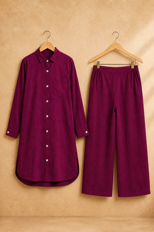 Medium Length W/Buttons-Deep Plum