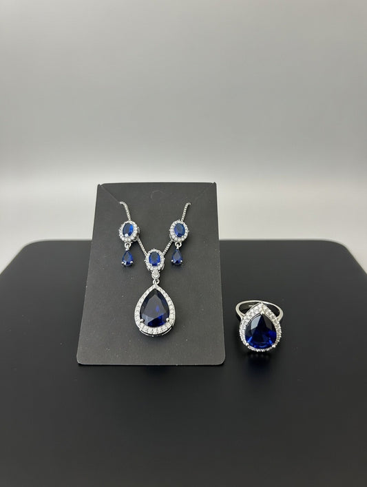 3D Zircon Locket Set-Blue colour