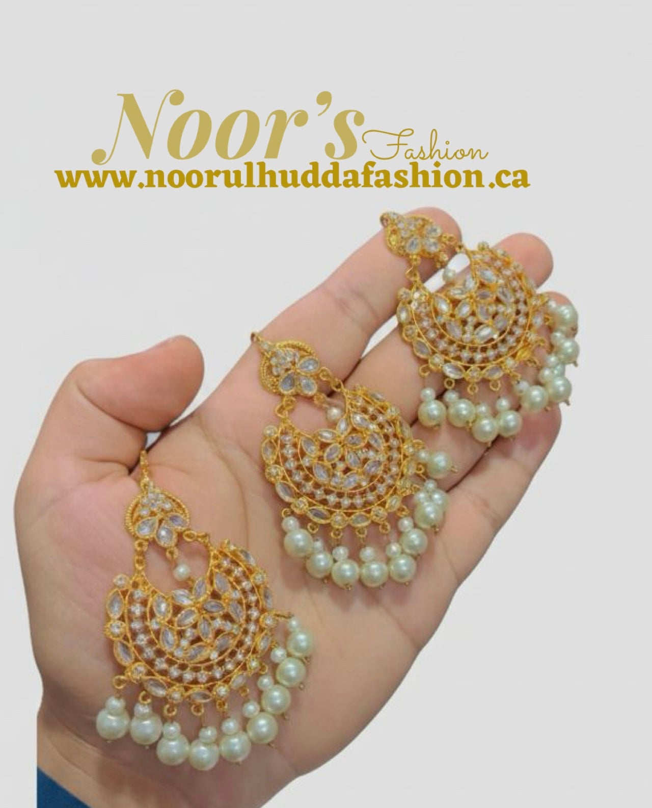 Pearl-Kundan Earings and Tikka