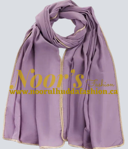Fancy Chiffon Hijab with Golden Lace