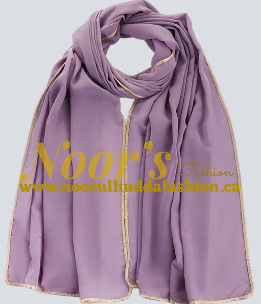 Fancy Chiffon Hijab with Golden Lace