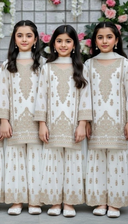 Noor’s-3Pc Sharara-Off White