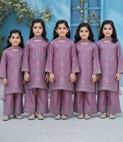 Noor’s-Purple Kameez shalwar Soft Khaddar-3Pc