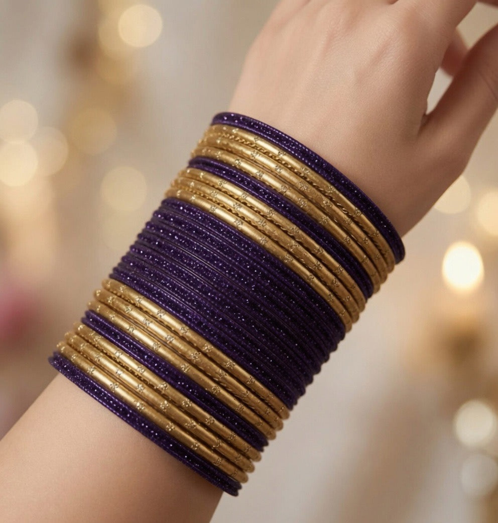 Size: 2.8 Purple & Gold Bangles