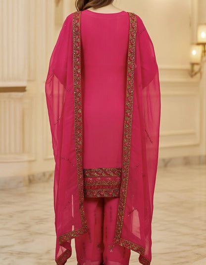 Noor’s-Festive Kameez Shalwar-Dark Pink