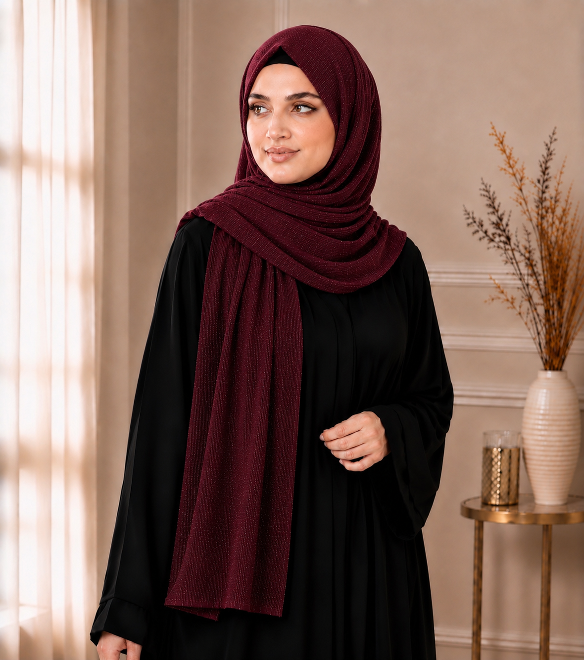 Fancy Chiffon Hijabs W/Shimmer Lines
