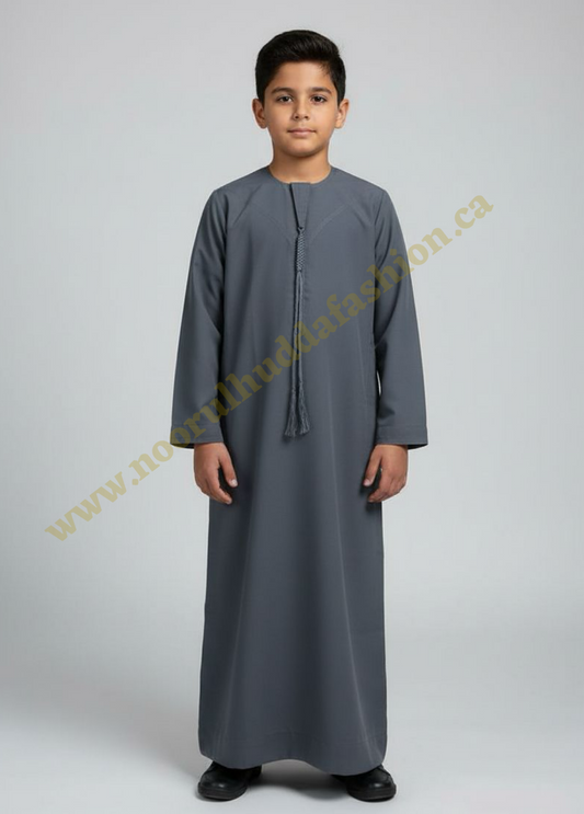 Dark Grey Blue-Noor’s-Kids Thobes-Emirati Style