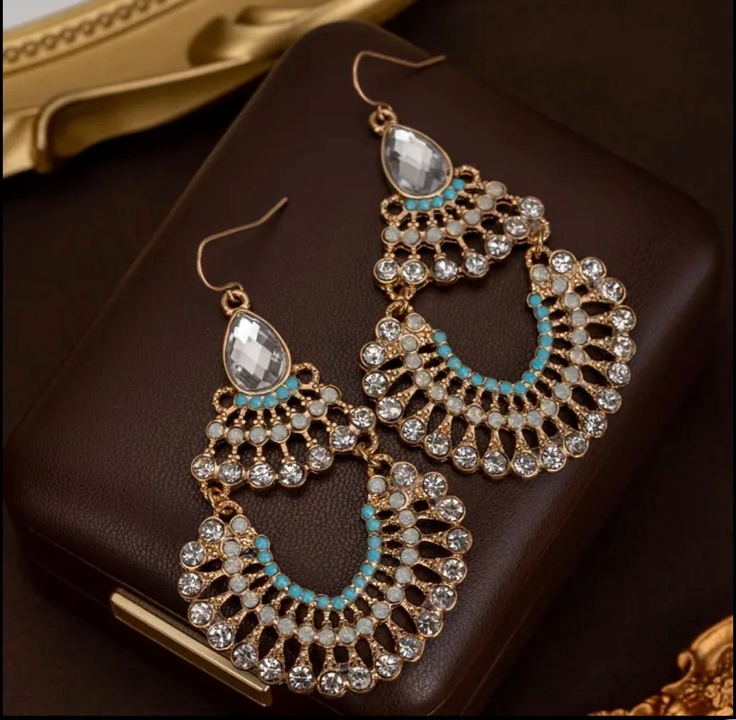 Antique Gold Crescent Drop Earrings