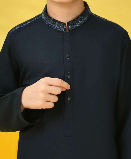 Navy Blue-Kameez Shalwar-Kids Boys- J.