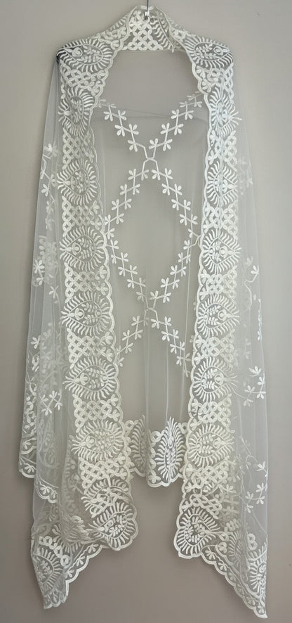 Ivory White Duppata-Soft Net