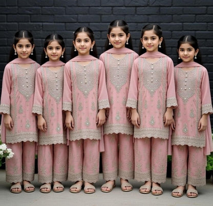 Noor’s-Pink Festive Kameez shalwar-3Pc