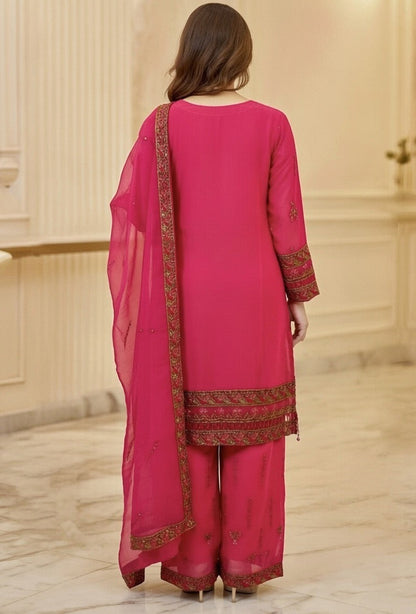 Noor’s-Festive Kameez Shalwar-Dark Pink