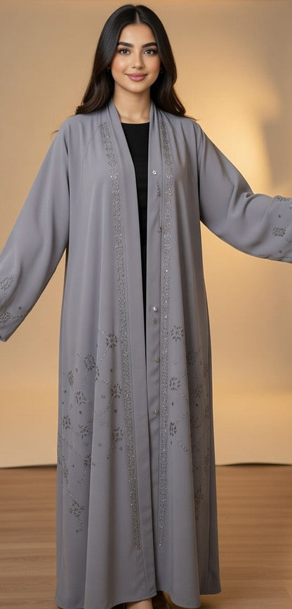Noor’s-Light Grey Abaya set-2pc