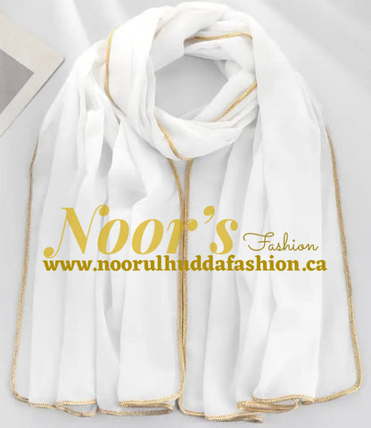 Fancy Chiffon Hijab with Golden Lace