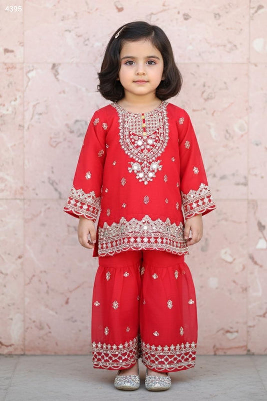 Red Baby Shararah-3pc