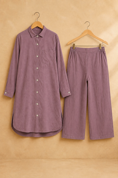 Medium Length W/Buttons-Dusty Lavender