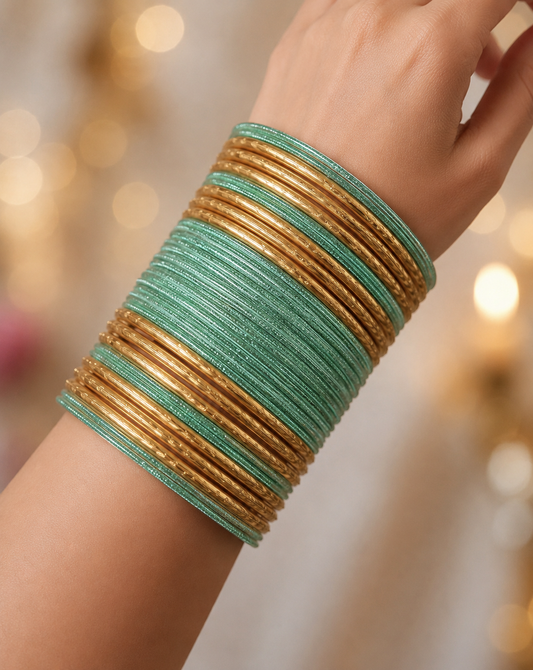 Size: 2.4 Mint & Gold Bangles