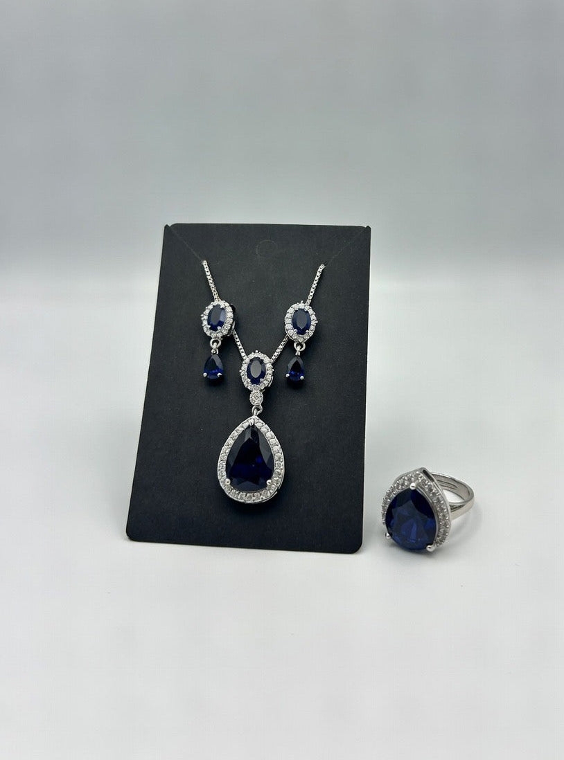 3D Zircon Locket Set-Blue colour