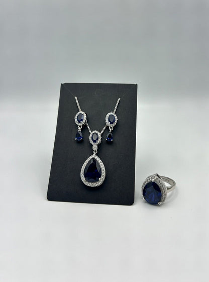 3D Zircon Locket Set-Blue colour