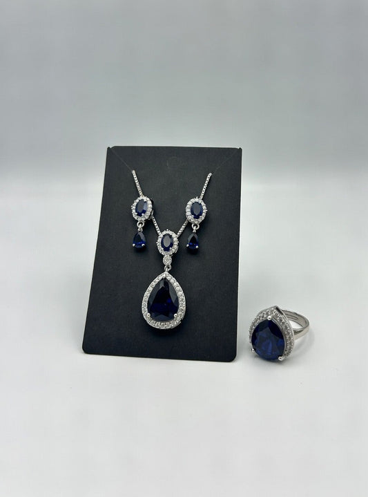 3D Zircon Locket Set-Blue colour