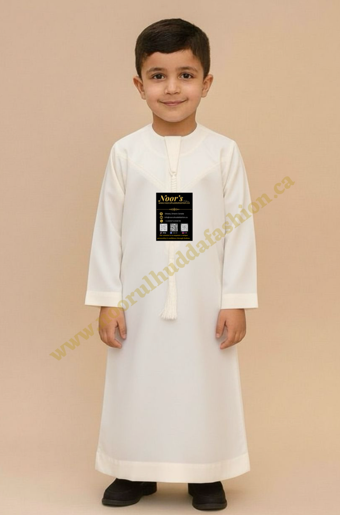 Off White-Noor’s-Kids Thobes-Emirati Style