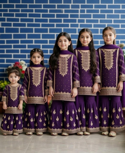 Noor’s-3Pc Shararah-Purple