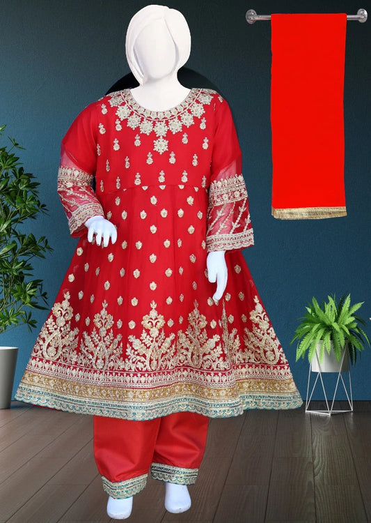 Noor’s-Red Fancy Frock-3pc