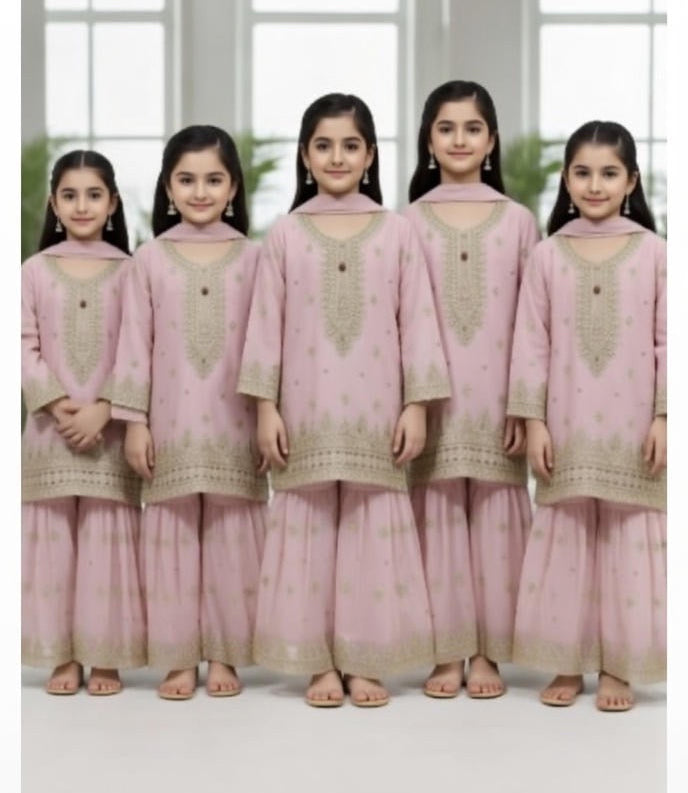 Noor’s-3Pc Sharara-Light Pink