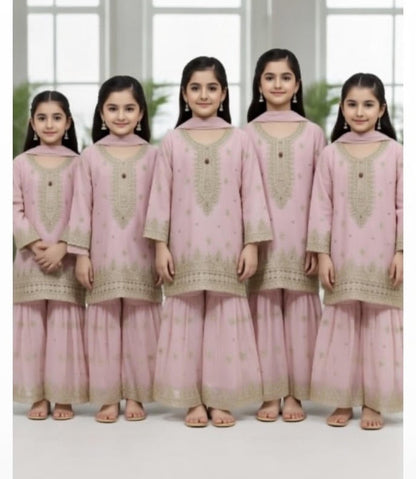 Noor’s-3Pc Sharara-Light Pink