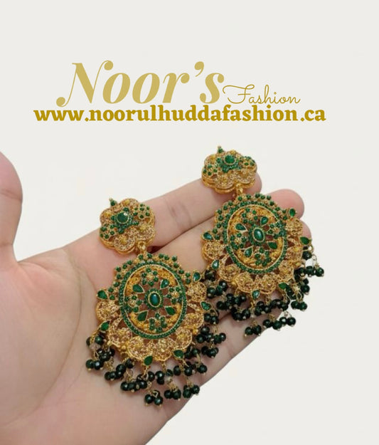 Green-3D Zircon Stone Dangle Earrings