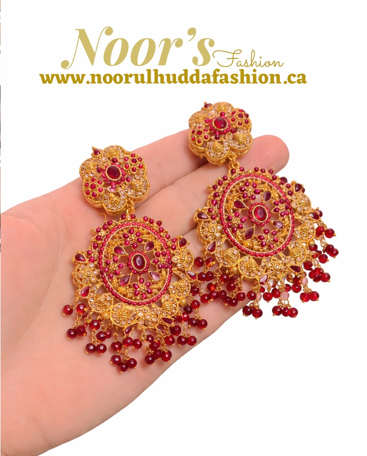 Burgundy-3D Zircon Stone Dangle Earrings