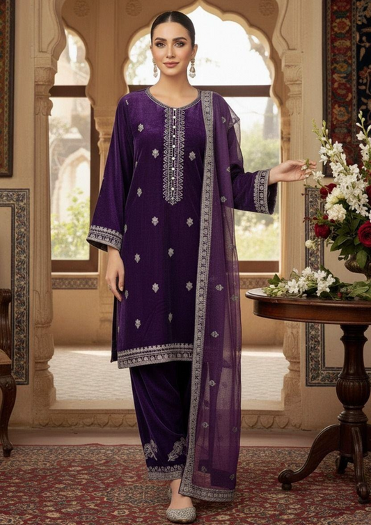 Noor’s-3Pc Velvet-Purple