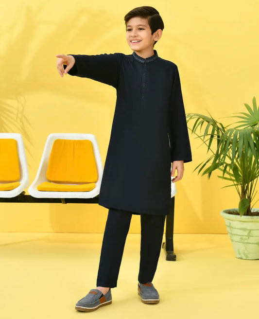 Navy Blue-Kameez Shalwar-Kids Boys- J.