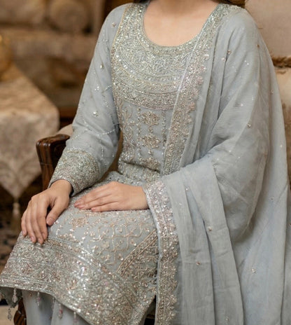 Noor’s-Festive Kameez Shalwar-Grey