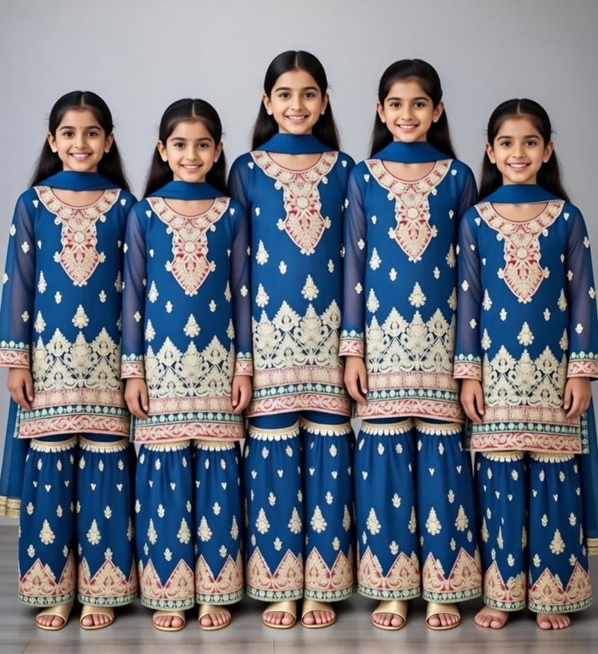 Noor’s-Royal Blue Shararah-3pc