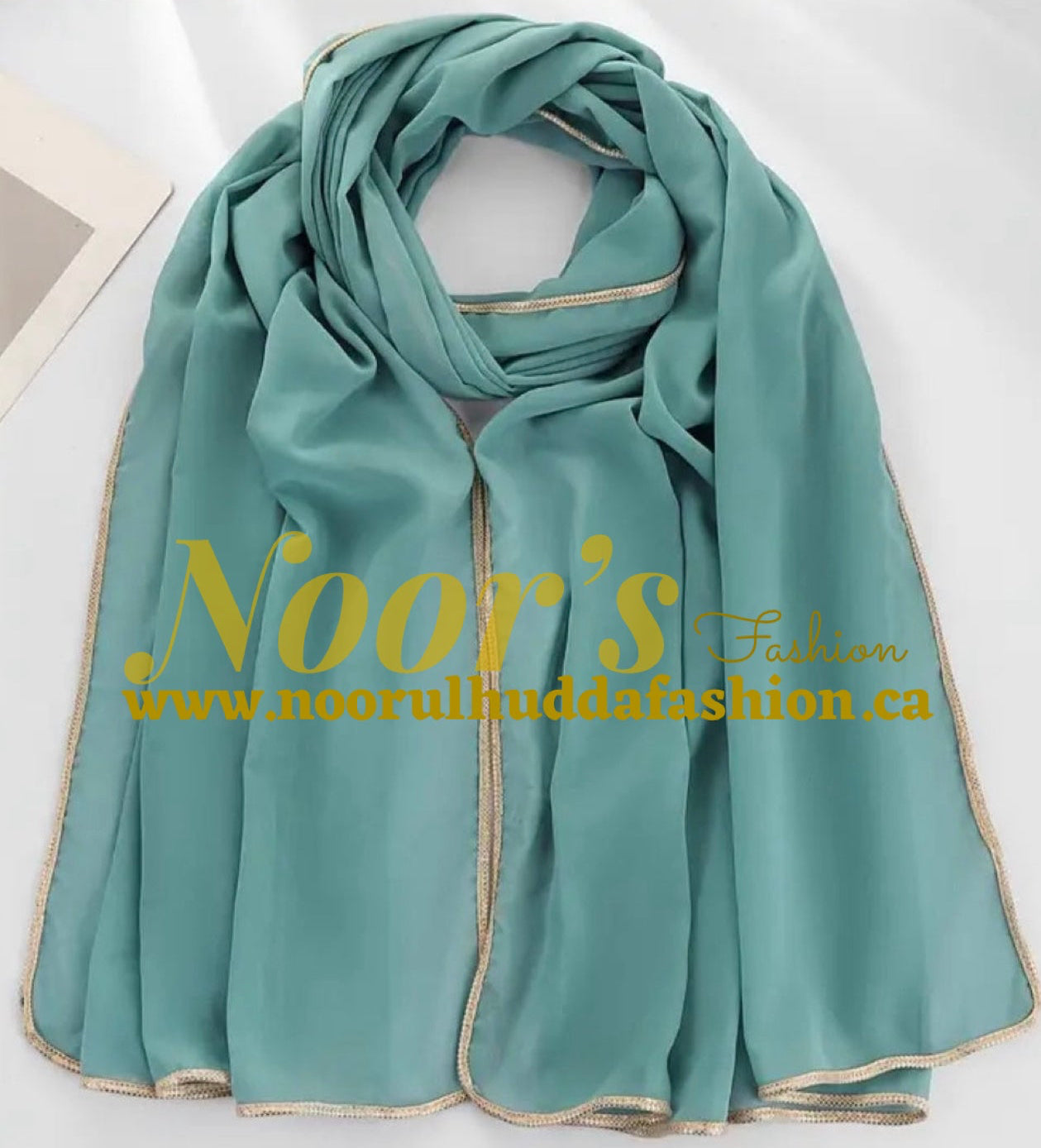 Fancy Chiffon Hijab with Golden Lace