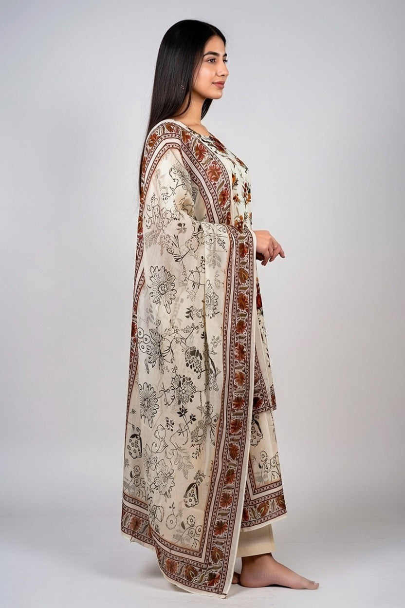 Brand:Gul Ahmed-Off White-Khaddar-3pc