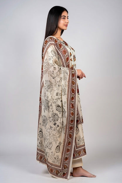 Brand:Gul Ahmed-Off White-Khaddar-3pc